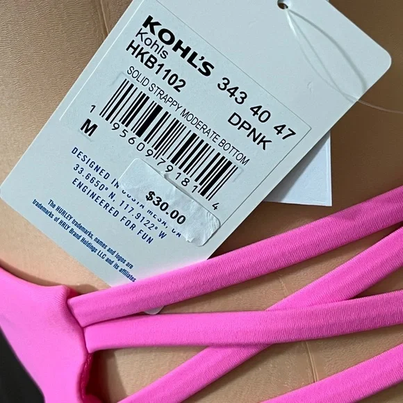 Hurley Swim Bikini Bottom with Side Straps in Pink NWT Size M - Picture 5 of 10